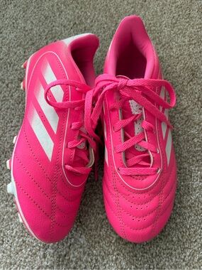 Adidas Goletto Youth Pink Soccer Cleats with White Stripes Size 1 Outdoors